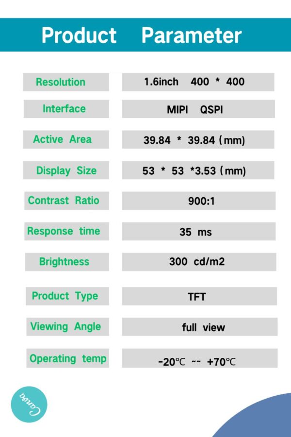 Round TFT display 1.6 inch 400*400 IPS round LCD display Robot Eye Smart Watch 1.6 inch thin film transistor screen panel - Image 4