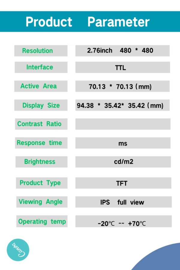 Round TFT display 2.76 inch 480*480 IPS round spin button LCD display 2.76 inch thin film transistor screen panel - Image 4