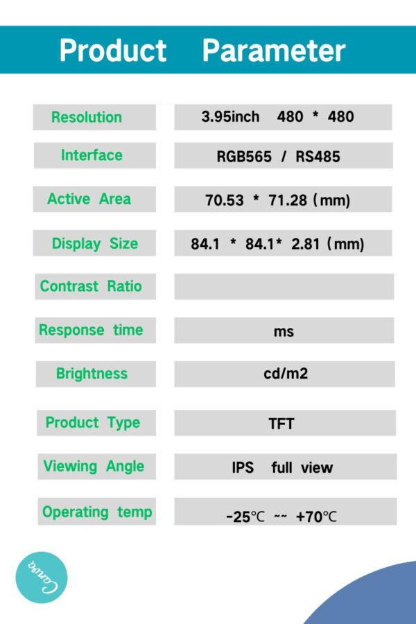 Square TFT display 3.95 inch 480*480 IPS Square LCD display  3.95 inch thin film transistor screen control panel - Image 4