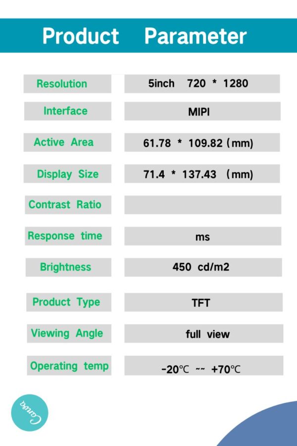 TFT display 5 inch 720*1280 IPS Square LCD display  5 inch thin film transistor screen control panel Industrial control screen - Image 3