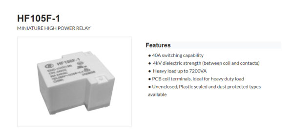 HF105F-1(HongFa) Miniature High Power Relay - Image 3