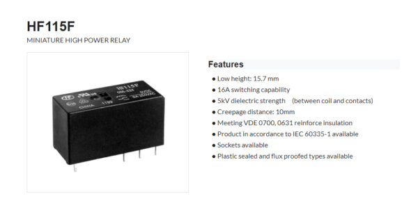 HF115F(HongFa) Miniature High Power Relay - Image 3