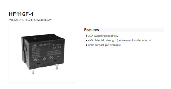 HF116F-1(HongFa) Miniature High Power Relay - Image 3