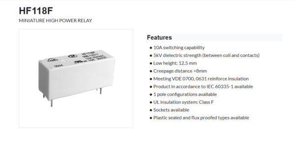 HF118F(HongFa) Miniature High Power Relay - Image 3