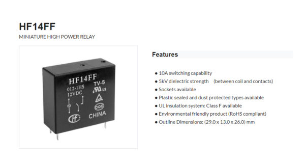 HF14FF(HongFa) Miniature High Power Relay - Image 3