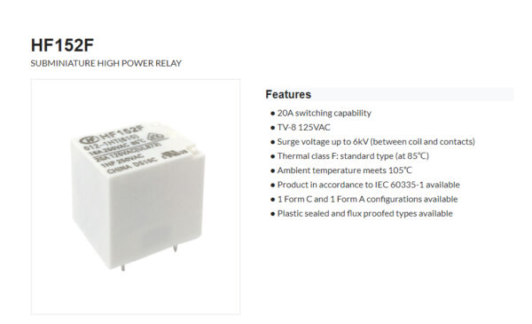 HF152F(HongFa)  Subminiature High Power Relay - Image 3