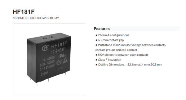 HF181F(HongFa) Miniature High Power Relay - Image 3