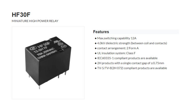 HF30F(HongFa) Miniature High Power Relay - Image 3