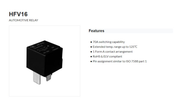 HFV16(HongFa) Automotive Relay - Image 3